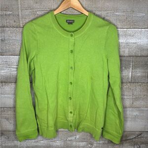 Eddie Bauer medium bright Green spring Women's cardigan button up Sweater
